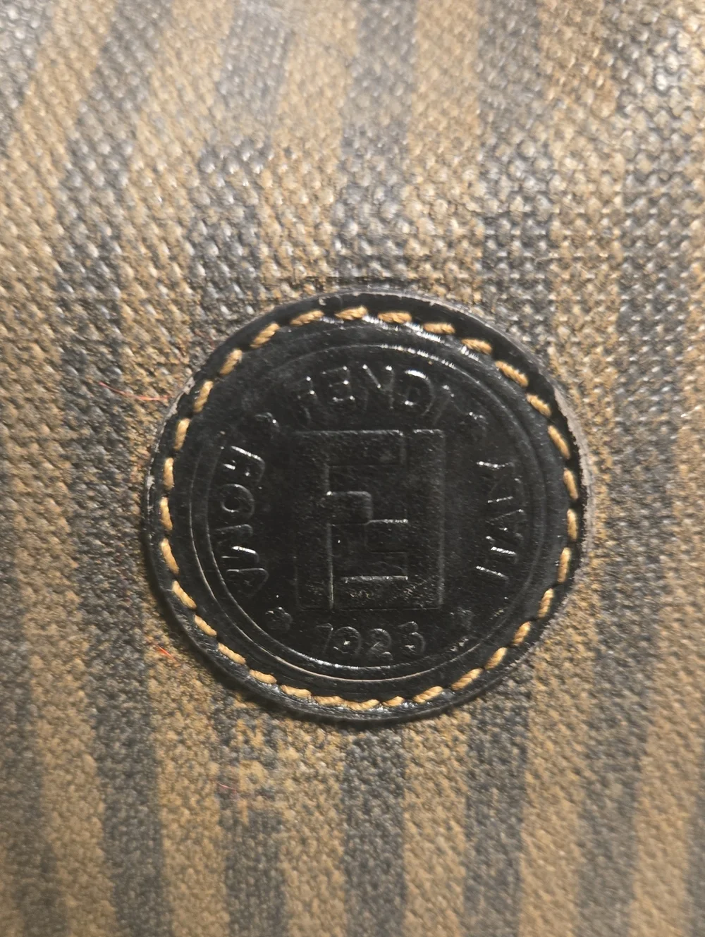 Fendi Brown Striped Canvas Drawstring Crossbody Bag with Pouch